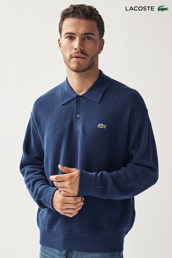 Lacoste Blue Polo Shirt Wool Sweater (D81979) | £160