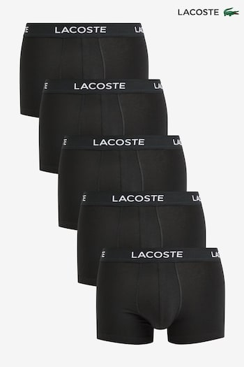 Lacoste Black Core Essentials Trunks 5 Pack (D81982) | £55