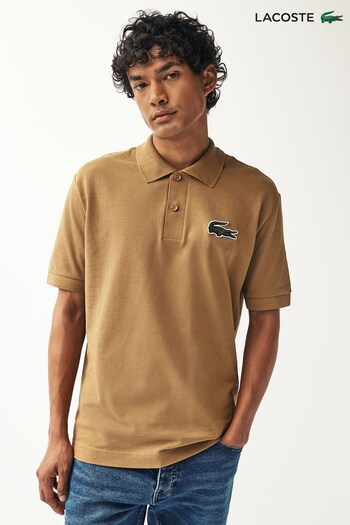 Lacoste Mens Croc Effect Originals Brown Polo Shirt (D81986) | £110
