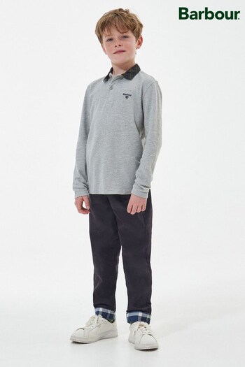 Barbour® Grey Hector Long Sleeve Boys Polo Shirt (D82003) | £38 - £43