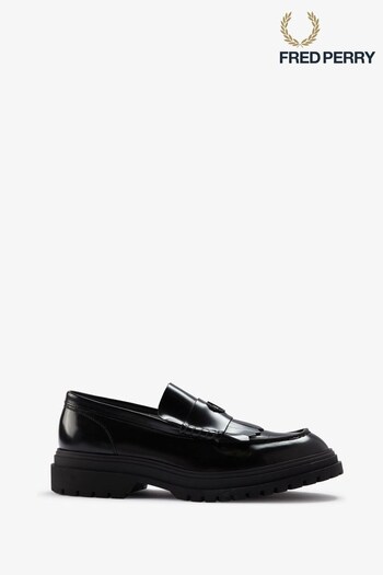 Fred Perry Leather Black Loafers (D82013) | £175
