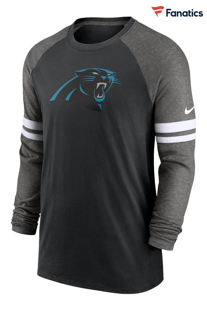 Nike Black Fanatics Carolina Panthers Nike Dri-Fit Cotton Long Sleeve Raglan T-Shirt (D82042) | £45