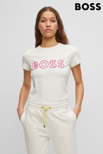 BOSS White Slim Fit Large Logo T-Shirt (D82128) | £79