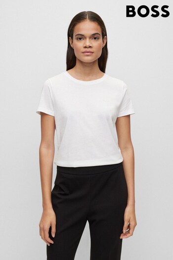 BOSS White Slim Fit Tonal Logo Cotton T-Shirt (D82165) | £39