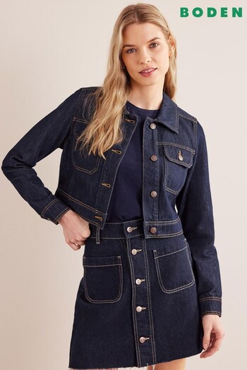 Boden Blue Cropped Casual Cotton Jacket (D82293) | £85