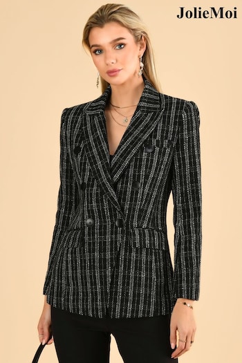 Jolie Moi Sloane Tweed Military Black Jacket (D82313) | £75