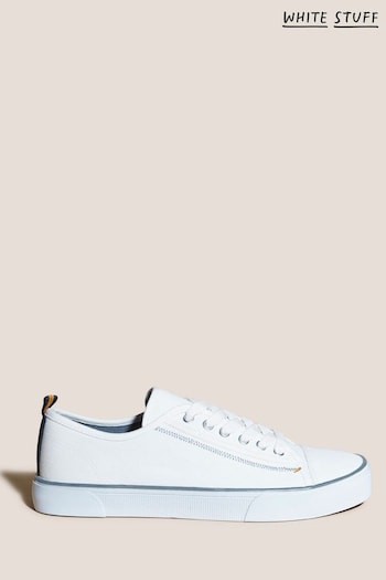 White Stuff White Canvas Lace-Up Plimsoll Trainers (D82367) | £39