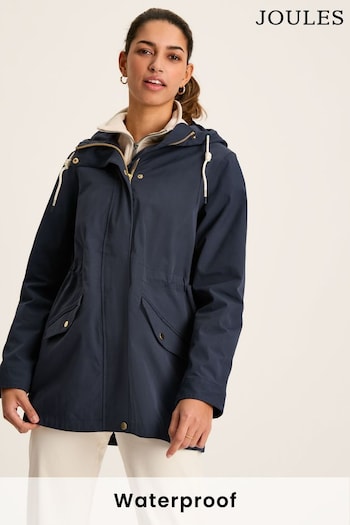 Joules Portwell Navy Blue Waterproof Raincoat With Hood (D82418) | £89.95