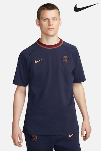 Nike salary Blue PSG Short-Sleeve Travel Football Top (D82422) | £50