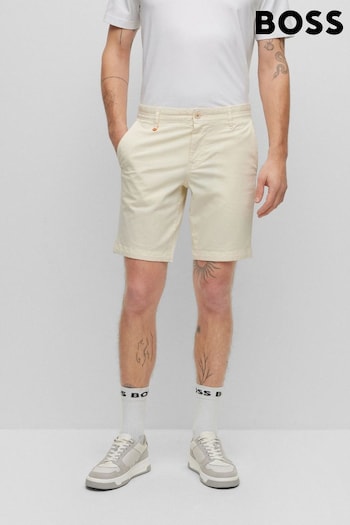 BOSS Cream Schino Slim Fit Stretch Cotton Chino Shorts (D82526) | £89