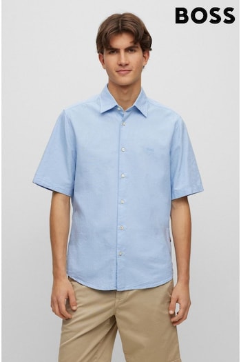 BOSS Blue Regular Fit Short Sleeve Oxford Shirt (D82585) | £79