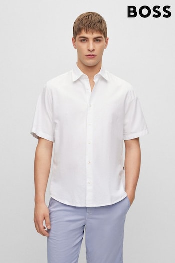 BOSS White Regular Fit Short Sleeve Oxford Shirt (D82586) | £79