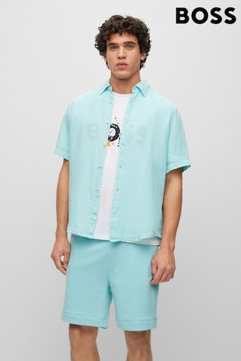 BOSS Blue Short Sleeve Linen Shirt (D82587) | £89