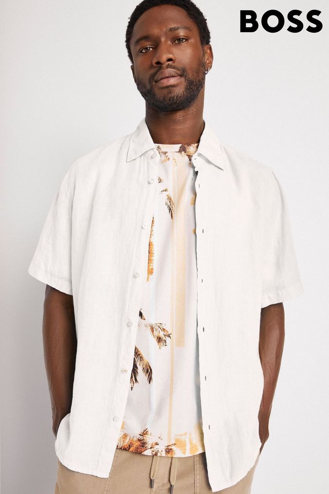 Boss white short sleeve shirt clearance