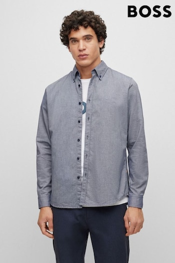 BOSS Navy Regular Fit Buttondown Oxford Long Sleeve Shirt (D82622) | £89