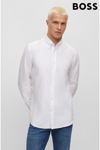 BOSS White Regular Fit Buttondown Oxford Long Sleeve Shirt (D82623) | £89