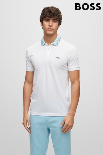 BOSS White Paule coton Polo Shirt (D82630) | £99
