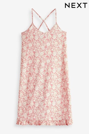 Pink Floral Cotton Slip Nightie (D82636) | £20
