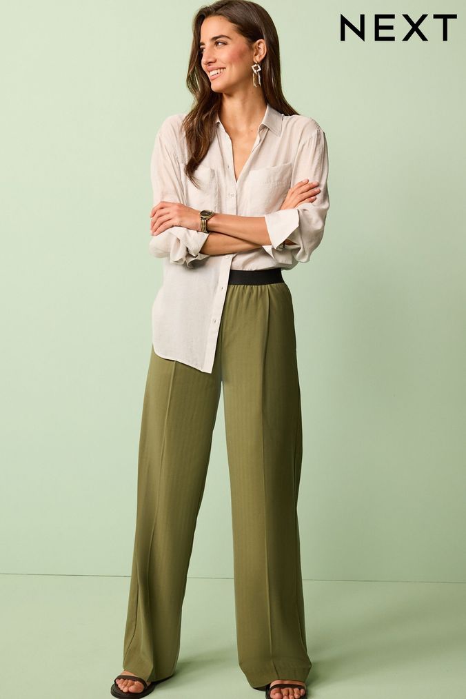 Palazzo trousers  Natural whiteFloral  Ladies  HM IN