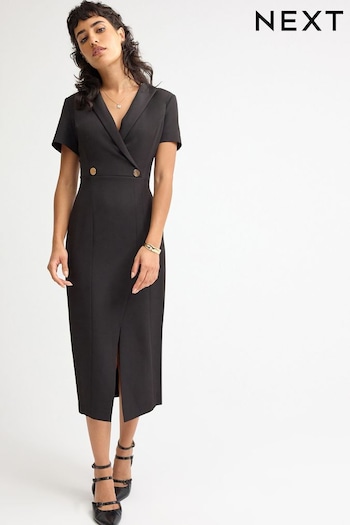 Black Tailored Midi Pencil Dress (D82651) | £44
