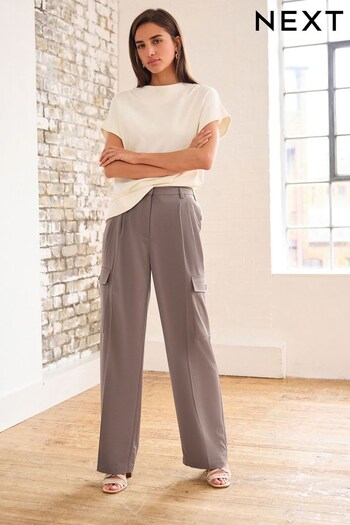 Mink Brown Tailored Cargo Wide Leg Trousers (D82654) | £42
