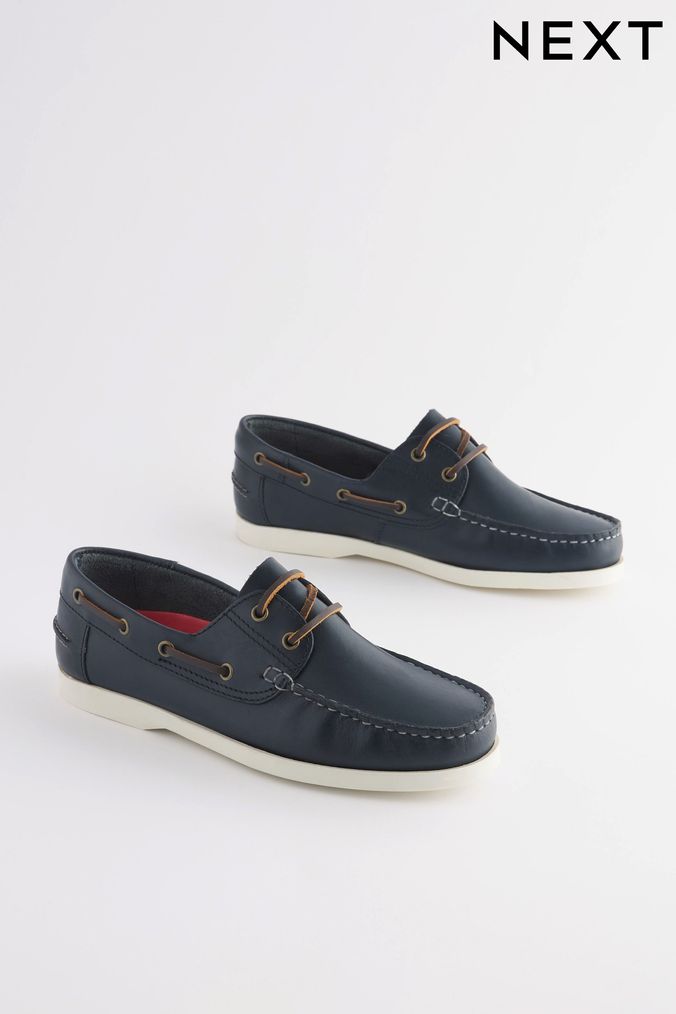 Mens navy sales leather boat shoes