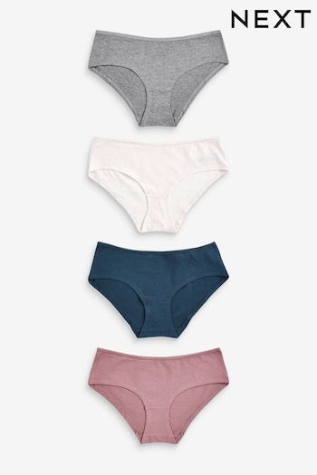 Plum Purple/Grey/Navy Blue/Red Short Cotton Rich Knickers 4 Pack (D82842) | £9