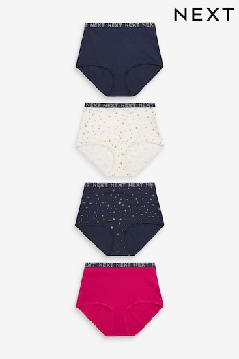 Sparkle Star Print Full Brief Cotton Rich Logo Knickers 4 Pack (D82852) | £19