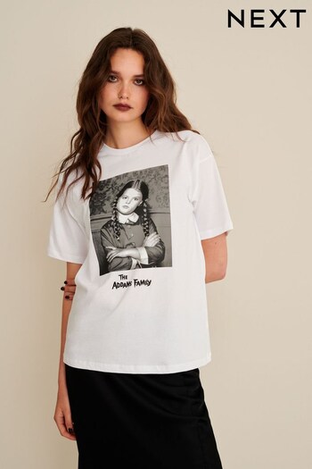 Wednesday Addams White License Graphic T-Shirt (D82862) | £25
