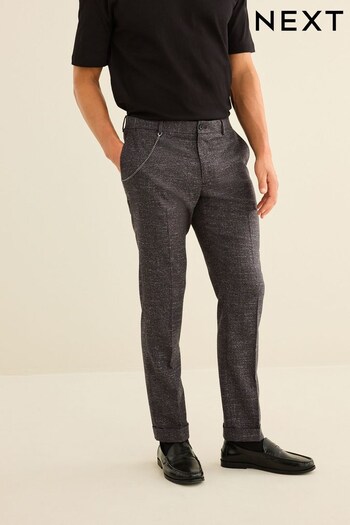 Black Slim Fit Textured Trousers Shorts (D82907) | £36