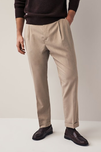 Stone Relaxed Tapered Stretch Smart Trousers (D82908) | £24