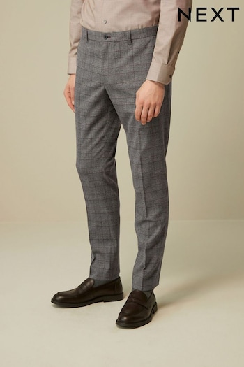 Charcoal Grey Slim Check Smart Trousers (D82912) | £36