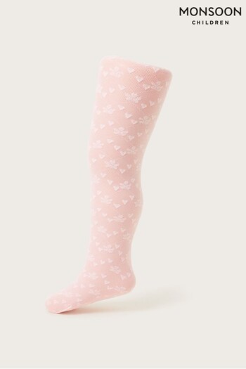 Monsoon Pink Baby Loveheart Lacey Tights (D82993) | £7.50