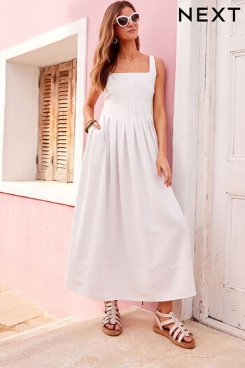 White Pleated Midi Dress (D83002) | £52