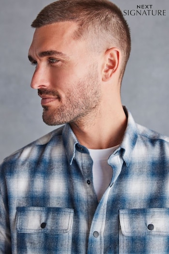 Grey/White Signature Brushed Flannel Check Shirt (D83049) | £39