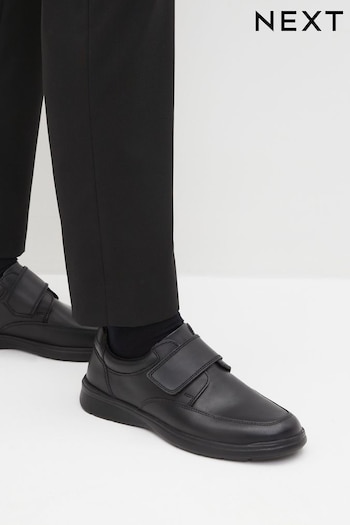 Black Extra Wide Fit Leather Easy Fasten Shoes (D83063) | £45
