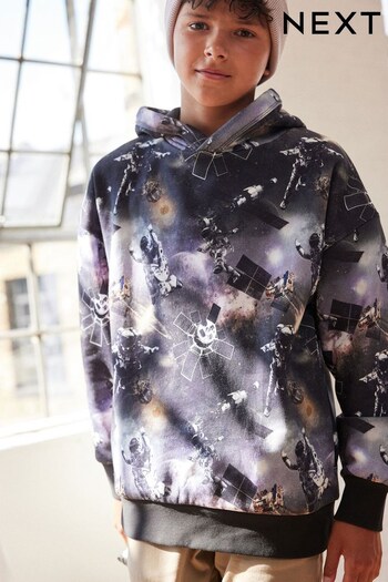 Black Space Digital Print Hoodie (3-16yrs) (D83074) | £20 - £28