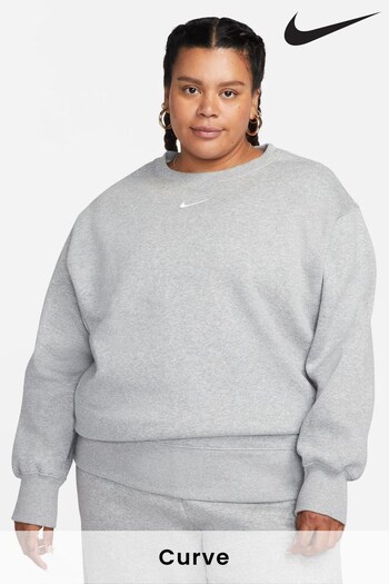 Nike Grey Oversized Curve Crew Sweatshirt (D83089) | £55