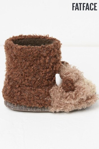 FatFace Brown Hamish Cow Slipper Boots perfect (D83096) | £22