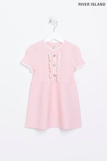 River Island Girls Pink Flippy Rib Dress (D83098) | £22 - £25