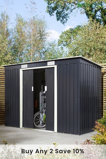 Rowlinson Garden Products Grey Metal Shed 8x4 (D83125) | £385