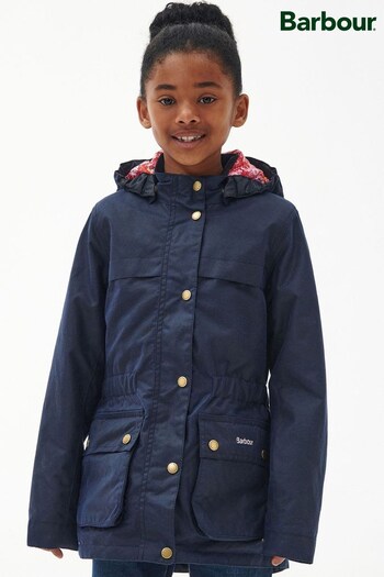 Barbour® Navy Girls Cassley Wax Hooded Jacket (D83161) | £129 - £159