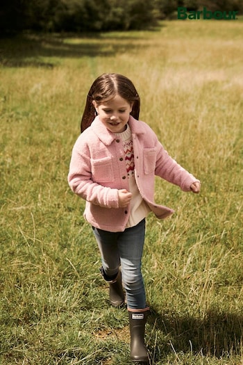 Barbour® Pink Girls Sienna Borg Fleece Overshirt (D83166) | £45 - £50