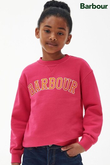 Barbour® Pink Northumberland Varsity Logo Girls Sweatshirt (D83170) | £40 - £45