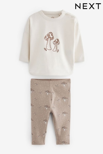 Cream Mushroom Baby T-Shirt and Leggings 2 Piece Set (0mths-2yrs) (D83188) | £13 - £15