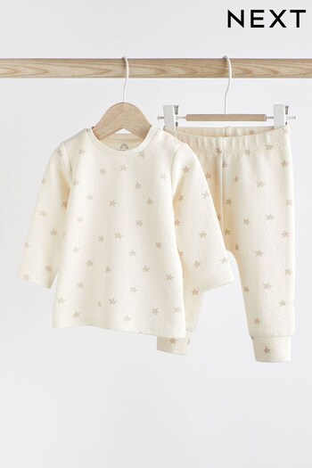 Cream Star Baby Crinkle T-Shirt and Leggings 2 Piece Set (0mths-2yrs) (D83189) | £11 - £13