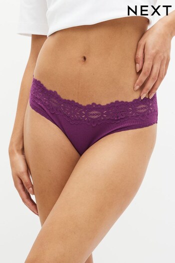Purple Brazilian Lace Top Rib Knickers (D83236) | £8
