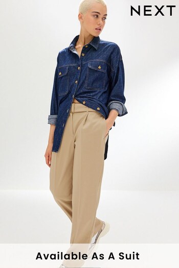 Natural Tailored Straight Leg Belted Trousers (D83312) | £48