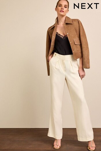 Cream Tailored Wide Leg Trousers (D83317) | £35