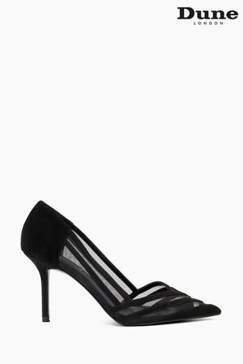 Dune London Black Axis Suede Mesh Panelled Court Shoes (D83390) | £85